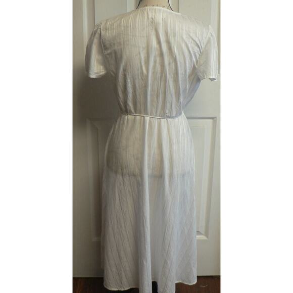 Treasure & Bond Puff Short Sleeve V-Neck Striped Wrap Dress Cover-Up White $79 - Picture 5 of 6